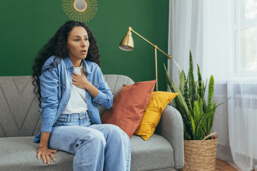 woman struggling with having a silent panic attacks