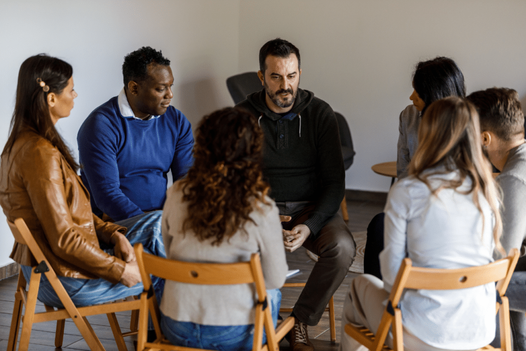 patients in group discussing borderline personaltiy psychosis