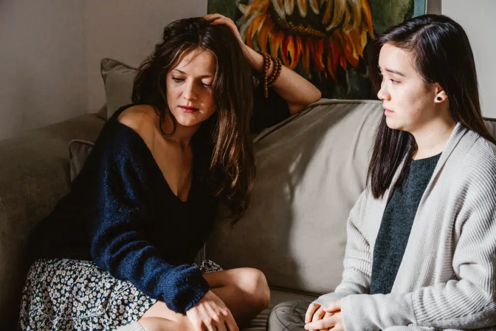 two women sad